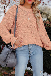 Lässiger, süßer, einfarbiger Pullover mit Rundhalsausschnitt (7 Farben)